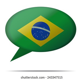 Illustration Speech Bubble Flag Brazil