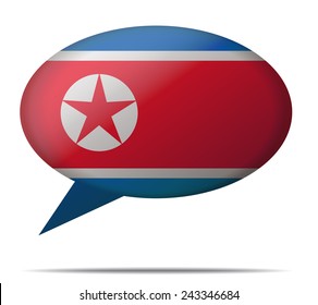 Illustration Speech Bubble Flag North Korea