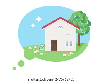 Ilustración de una burbuja del habla imaginando un hogar