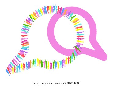 Illustration Speech Bubble made of Vector Silhouettes 