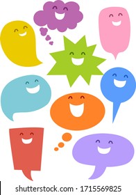 Illustration of Speech Bubble Mascots Smiling and Laughing