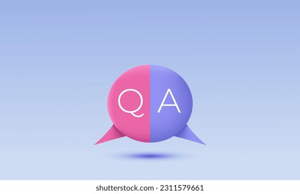 illustration speech bubble q letters questions answers vector icon 3d  symbols isolated on background.3d design cartoon style. 