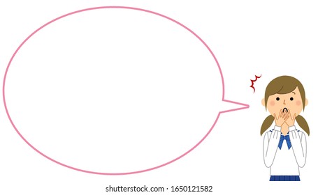 Ilustración de una burbuja de discursos de un estudiante sorprendido.