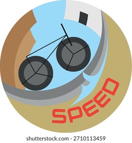 Ilustração do ícone de velocidade em dois idiomas. Esta ilustração pode ser usada como um emblema, como um ícone, como um logotipo.