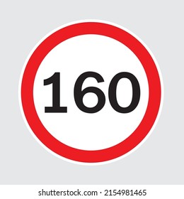Illustration of a speed limit of up to 160 km per hour Gray background