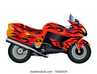 illustration speed motorcycle with burning painter