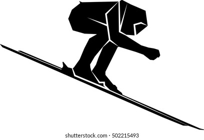 illustration of speed skier  , black and white drawing, white background