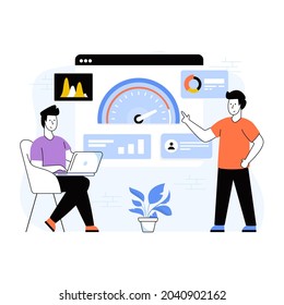 Illustration of speed testing in a trendy flat style 