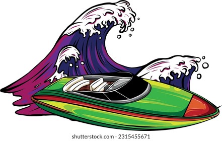 illustration of Speedboat flat vector isolated design