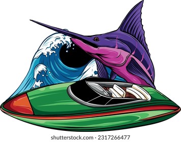 illustration of Speedboat flat vector isolated design