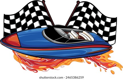 illustration of Speedboat flat vector isolated design