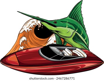 illustration of Speedboat flat vector isolated design