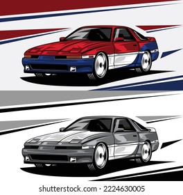 Illustration Of A Speeding Classic Racing Sport Cars 