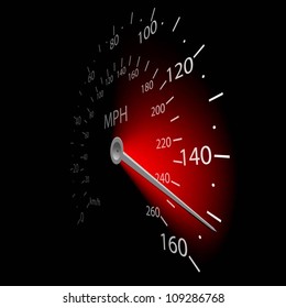 Illustration of the speedometer on dark background. Vector.