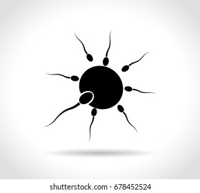 Illustration of sperm and egg icon on white background