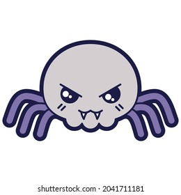 Illustration of spider in cartoon style. Happy Halloween angry character.