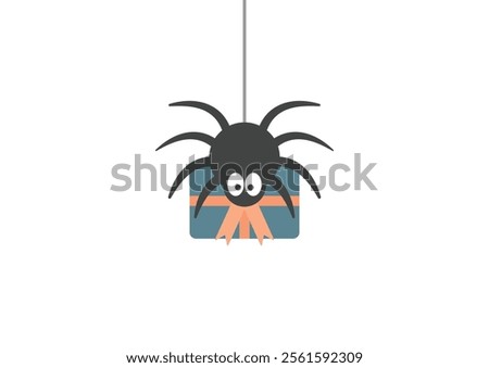 Illustration of a spider giving a gift on a white background using a flat deisgn style