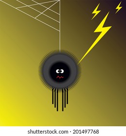 Illustration of spider shocked by lightning