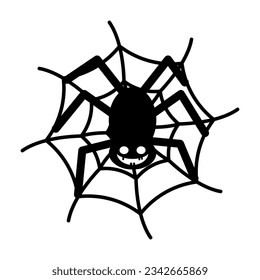 Illustration of a spider standing on its web happy halloween
