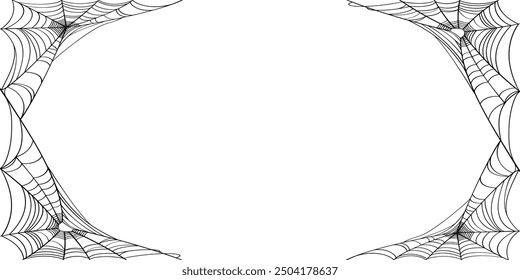 illustration of a spider web halloween frame, spider web vector eps