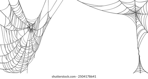 illustration of a spider web halloween frame, spider web vector eps