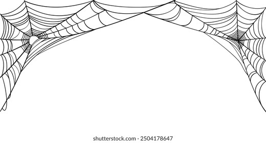 illustration of a spider web halloween frame, spider web vector eps