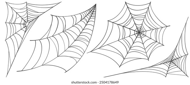 illustration of a spider web halloween frame, spider web vector eps