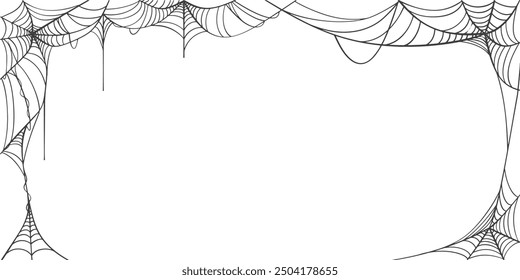 illustration of a spider web halloween frame, spider web vector eps