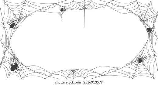 illustration of a spider web halloween frame, spider web vector eps