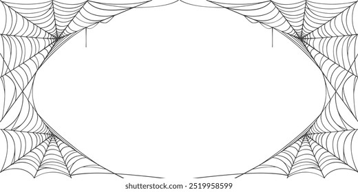 illustration of a spider web halloween frame, spider web vector eps