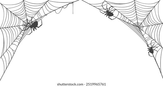 illustration of a spider web halloween frame, spider web vector eps