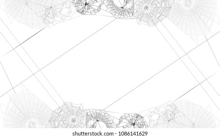ilustración con telaraña aislada en fondo blanco