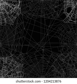 ilustración con telaraña aislada en fondo negro