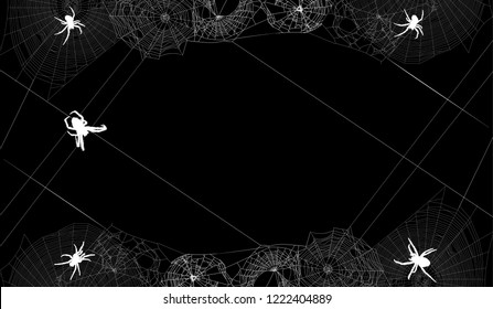 illustration with spider web isolated on black background