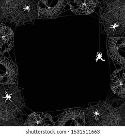 illustration with spider web isolated on black background
