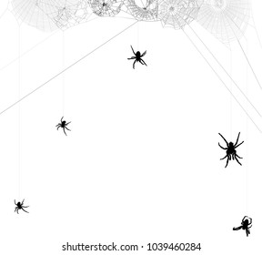 illustration with spider webs isolated on white background