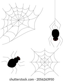 Illustration of a spiders and cobwebs logotype on a white background. Vector image for Halloween celebration, ready to use, eps. For your design