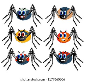 Illustration of spiders on a white background