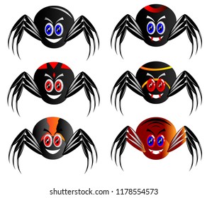 Illustration of spiders on a white background