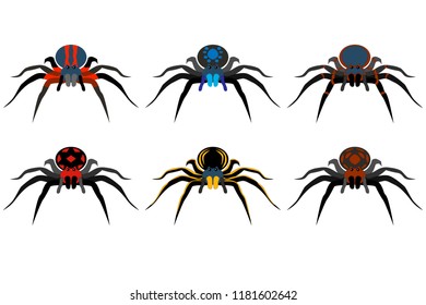 Illustration of spiders on a white background