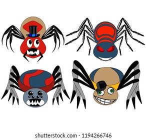 Illustration of spiders on a white background