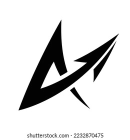 Illustration of Spiky Arrow Shaped Black Letter A isolated on a White Background