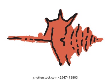 Illustration of a spiky seashell in a minimalist hand-drawn style, vector illustration, isolated on a white background. Great for summer or oceanic designs and educational content.