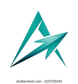Illustration of Spiky Triangular Letter A with a Persian Green Arrow isolated on a White Background