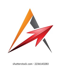 Ilustración de Spiky Triangular naranja y letra negra A con una flecha roja aislada en un fondo blanco