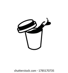 Illustration Of Spilled Coffee Glass, Can Be Used As An Object Logo Or Icon.