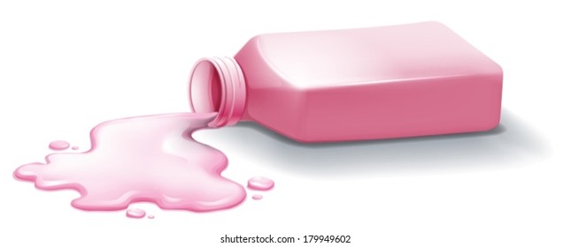 Illustration of a spilled medicine syrup on a white background