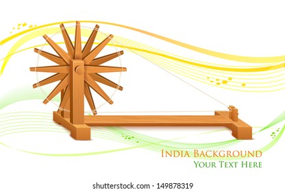 illustration of spinning wheel on India background