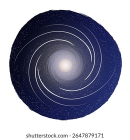 Ilustração de galáxia espiral com textura de espiral abstrata e forma cósmica 
