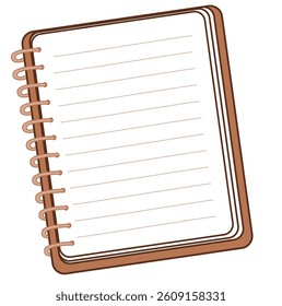 Illustration of a spiral notebook  perfect for writing, studying, or taking notes in school or office.